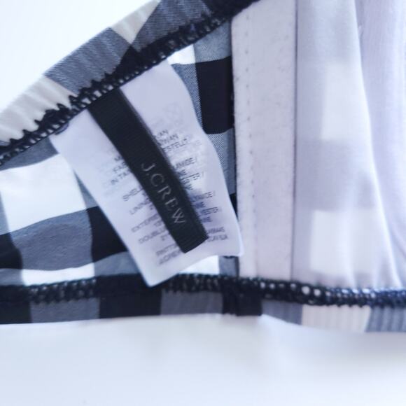 J. Crew Bikini Top 36B Buffalo Check Plaid Black, Off White Swimsuit Top Bathing - Picture 4 of 5